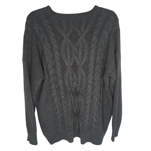 Lauren Ralph Lauren Sweater  XL Cable Knit Pullover Merino Wool Blend V Neck - Picture 15 of 16